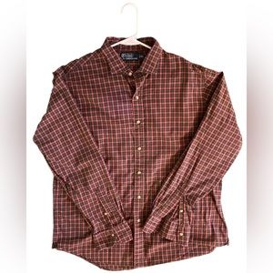 Polo Ralph Lauren Vintage Button Down Shirt Men's XL Green / Pastel Burgundy